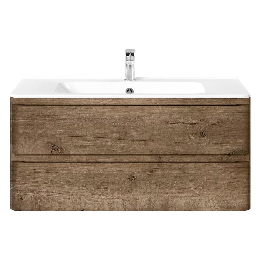 База под раковину Vincea (Винчея) Vico 1000 подвесная, 2 выкатных ящика soft close, V.Oak VMC-2V100VO