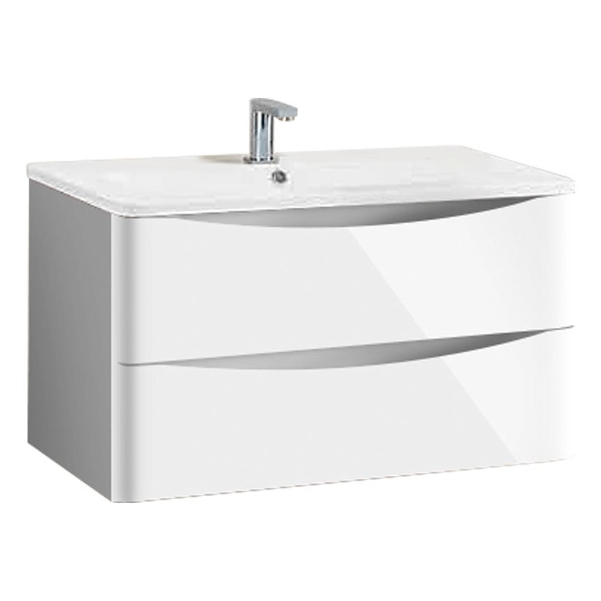 База под раковину Vincea (Винчея) Roberta 800 подвесная, 2 выкатных ящика soft close, L.White VMC-1R800LW