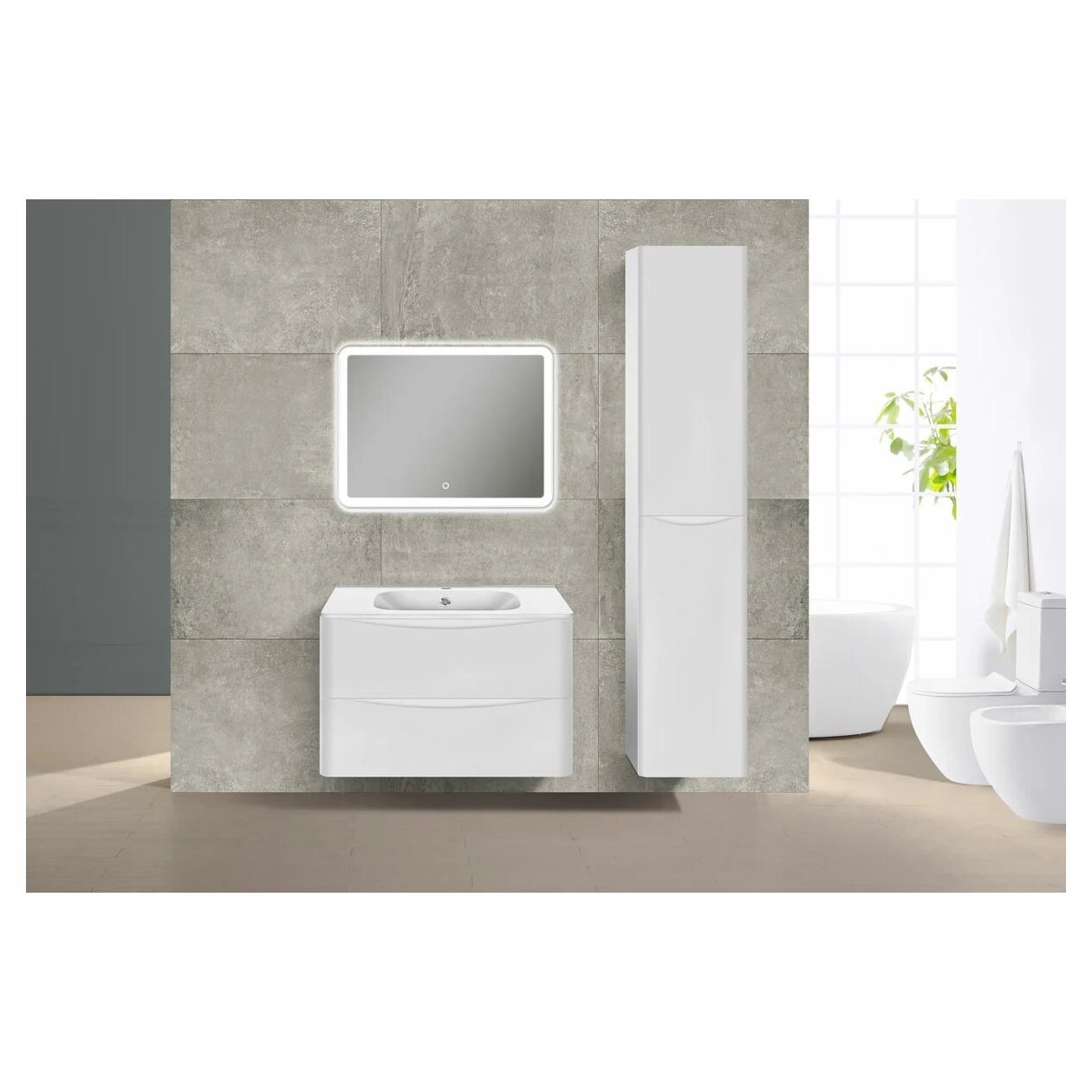 База под раковину Vincea (Винчея) Paola 800 подвесная, 2 выкатных ящика soft close, G.White VMC-2P800GW