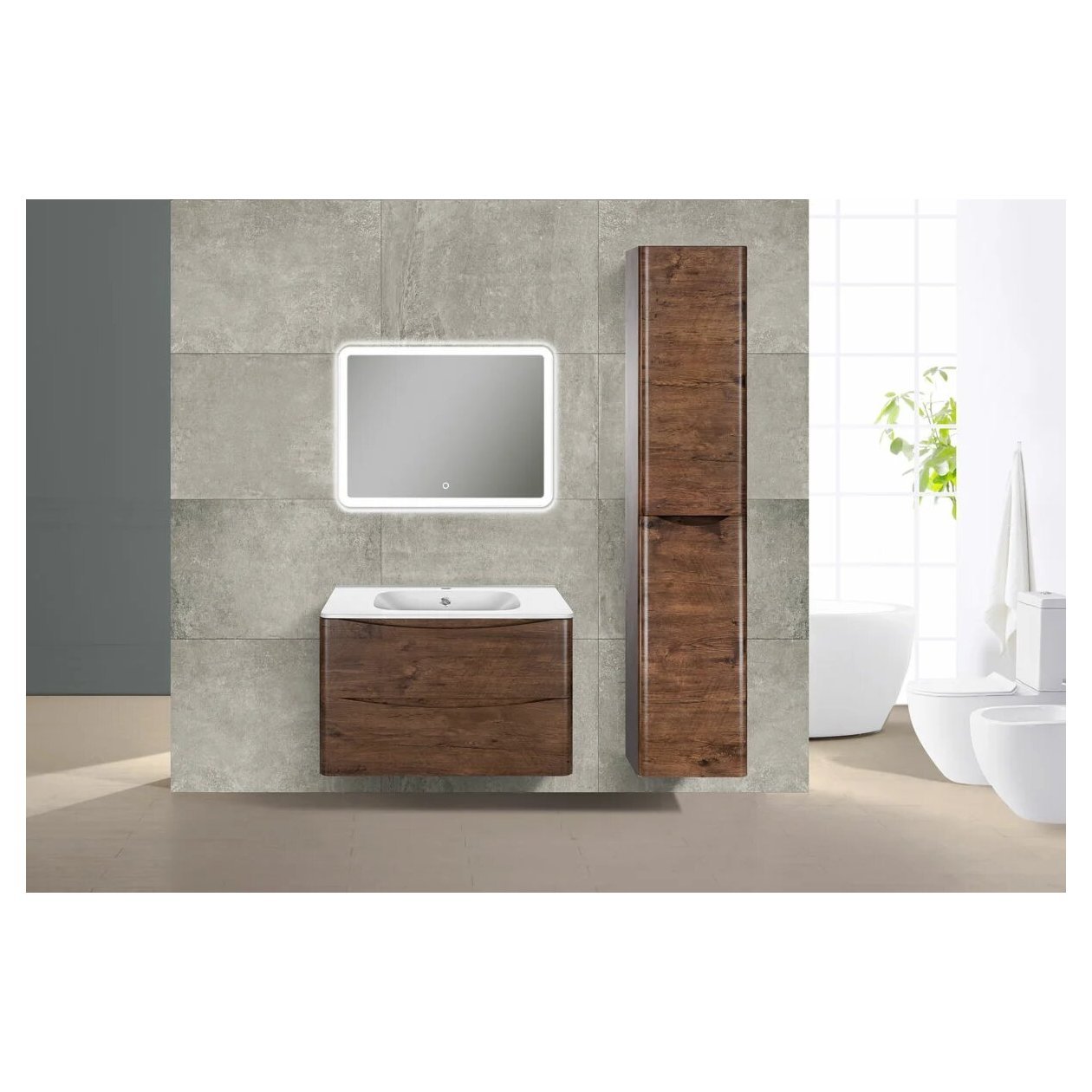 База под раковину Vincea (Винчея) Paola 800 подвесная, 2 выкатных ящика soft close, R.Wood VMC-2P800RW