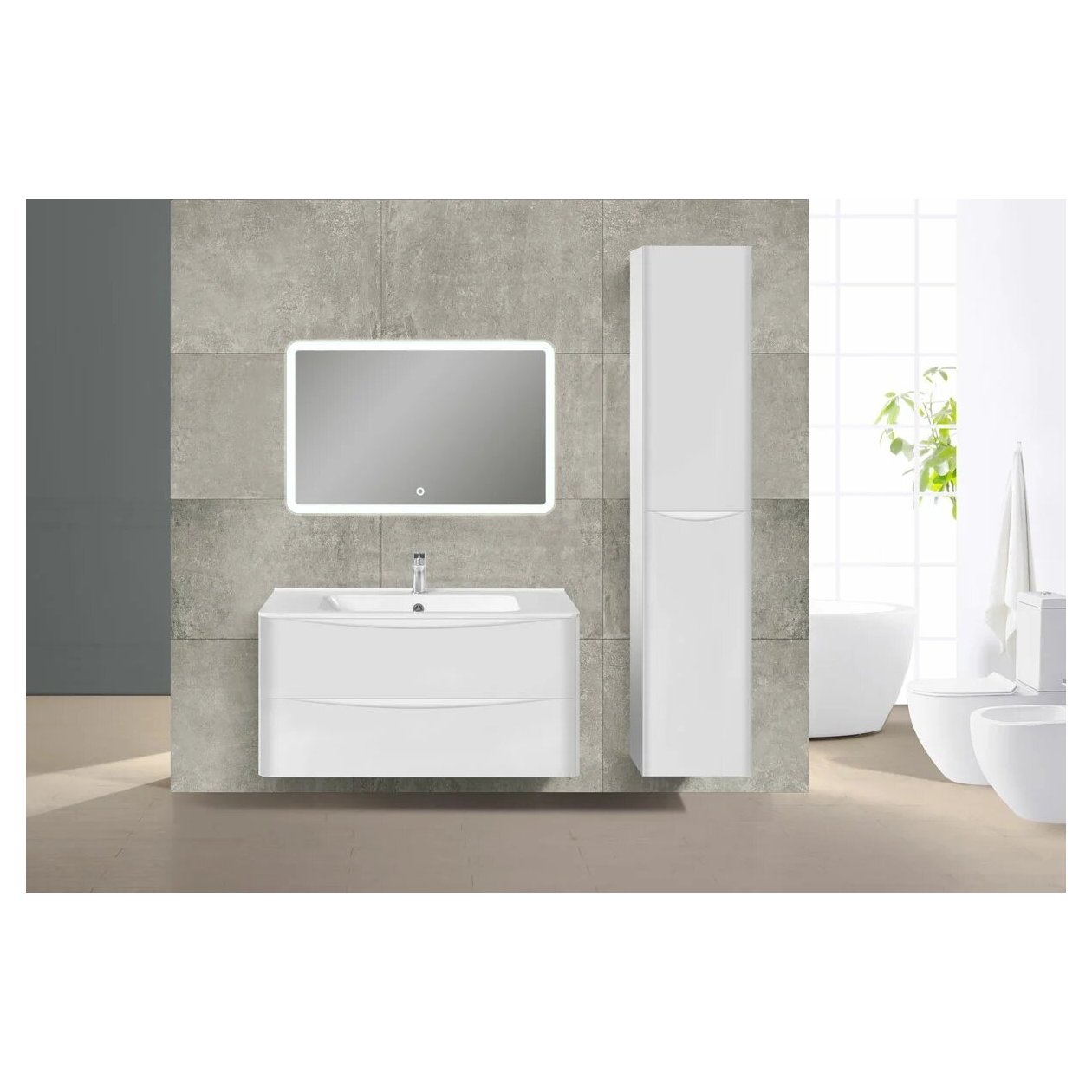 База под раковину Vincea (Винчея) Paola 1000 подвесная, 2 выкатных ящика soft close, G.White VMC-2P100GW