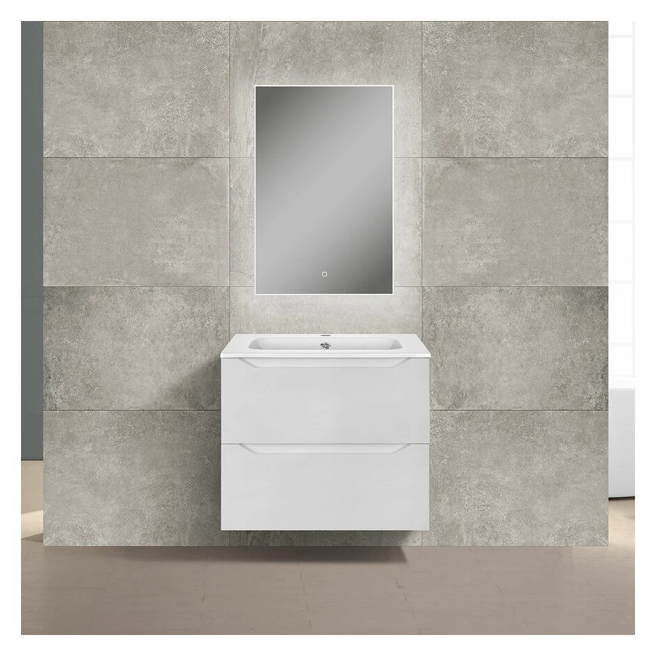 База под раковину Vincea (Винчея) Norma 600 подвесная, 2 выкатных ящика soft close, G.White VMC-2N600GW