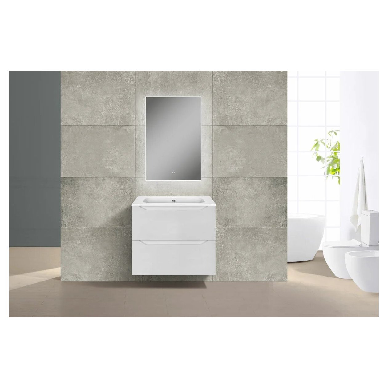 База под раковину Vincea (Винчея) Norma 600 подвесная, 2 выкатных ящика soft close, G.White VMC-2N600GW