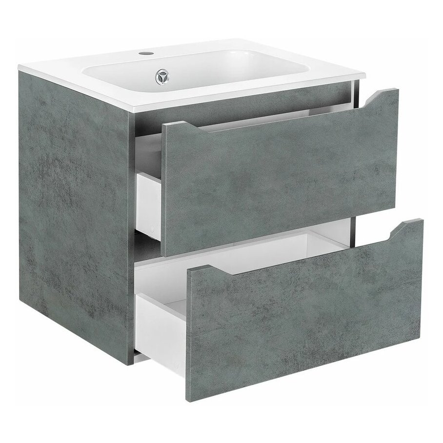 База под раковину Vincea (Винчея) Norma 600 подвесная, 2 выкатных ящика soft close, Beton VMC-2N600BT