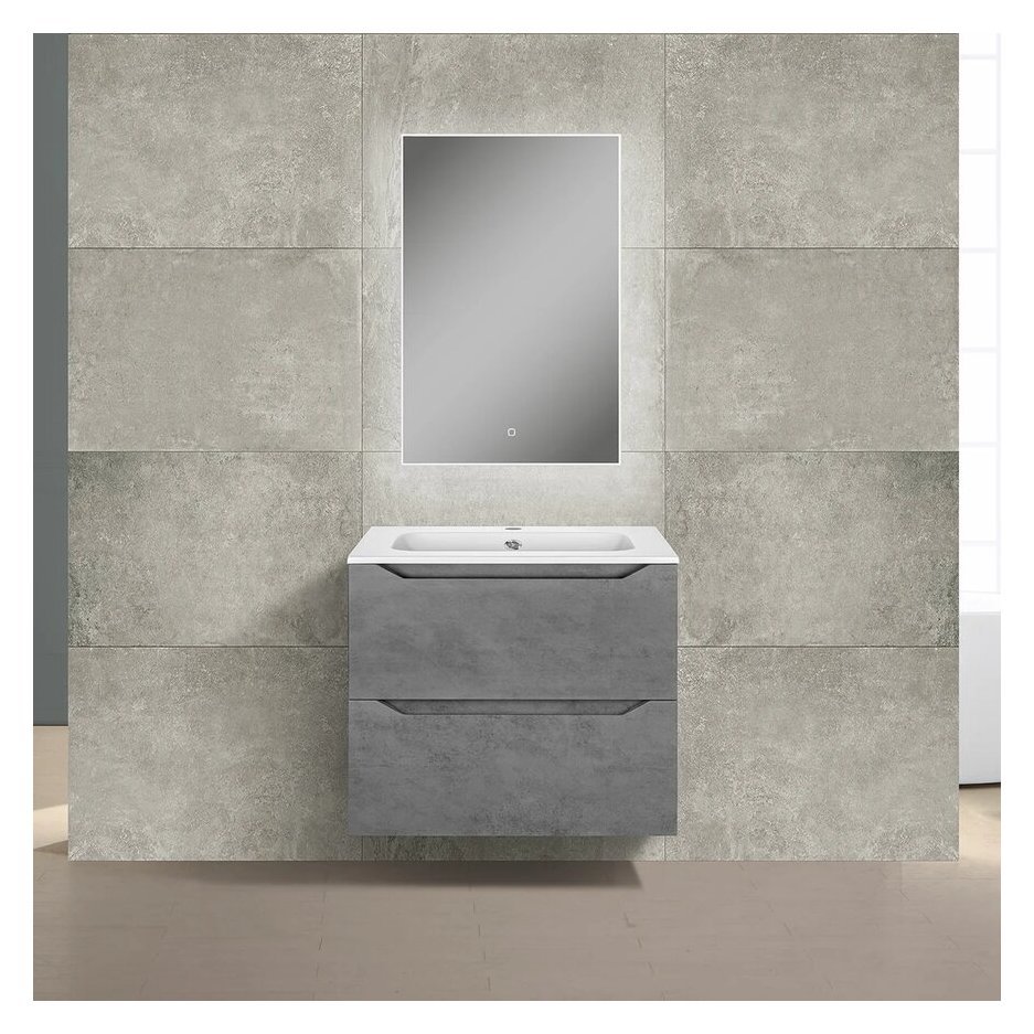 База под раковину Vincea (Винчея) Norma 600 подвесная, 2 выкатных ящика soft close, Beton VMC-2N600BT