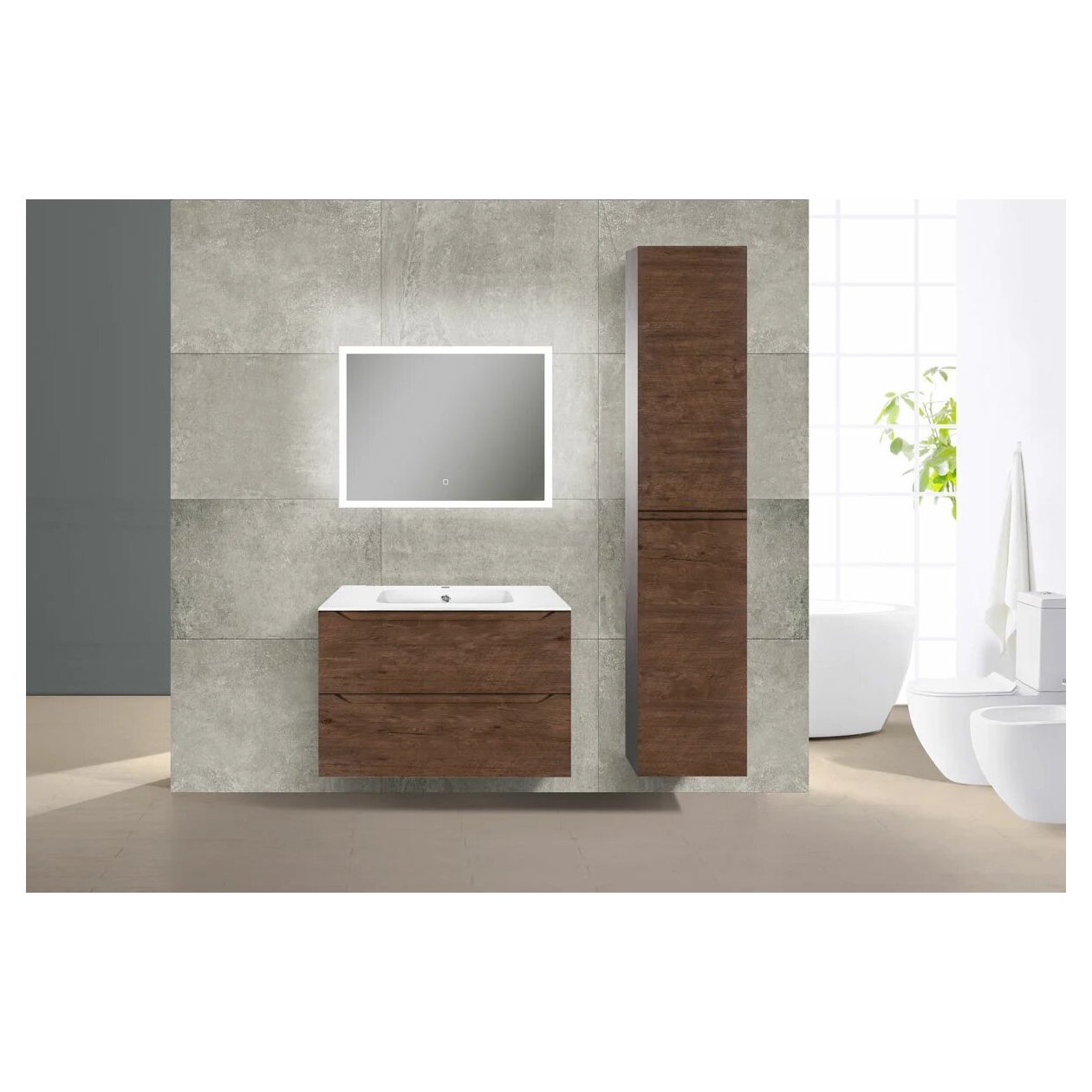 База под раковину Vincea (Винчея) Norma 800 подвесная, 2 выкатных ящика soft close, R.Wood VMC-2N800RW