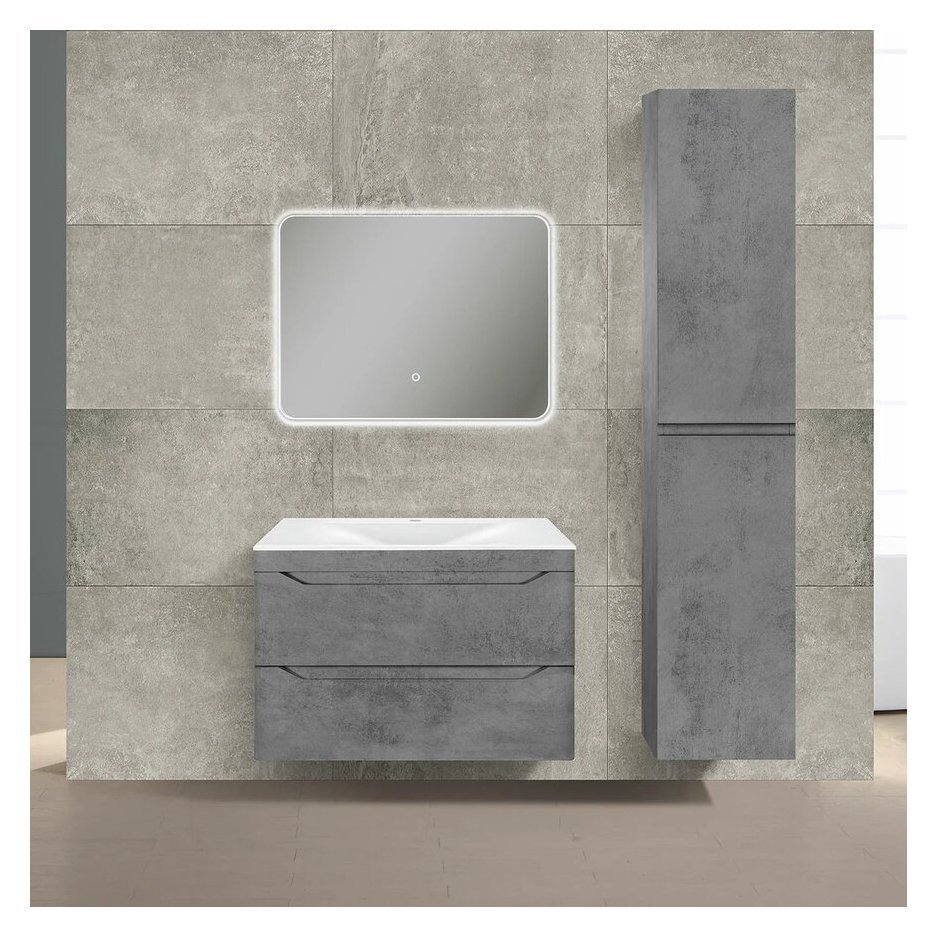 База под раковину Vincea (Винчея) Fine 800 подвесная, 2 выкатных ящика soft close, Beton VMC-2F800BT