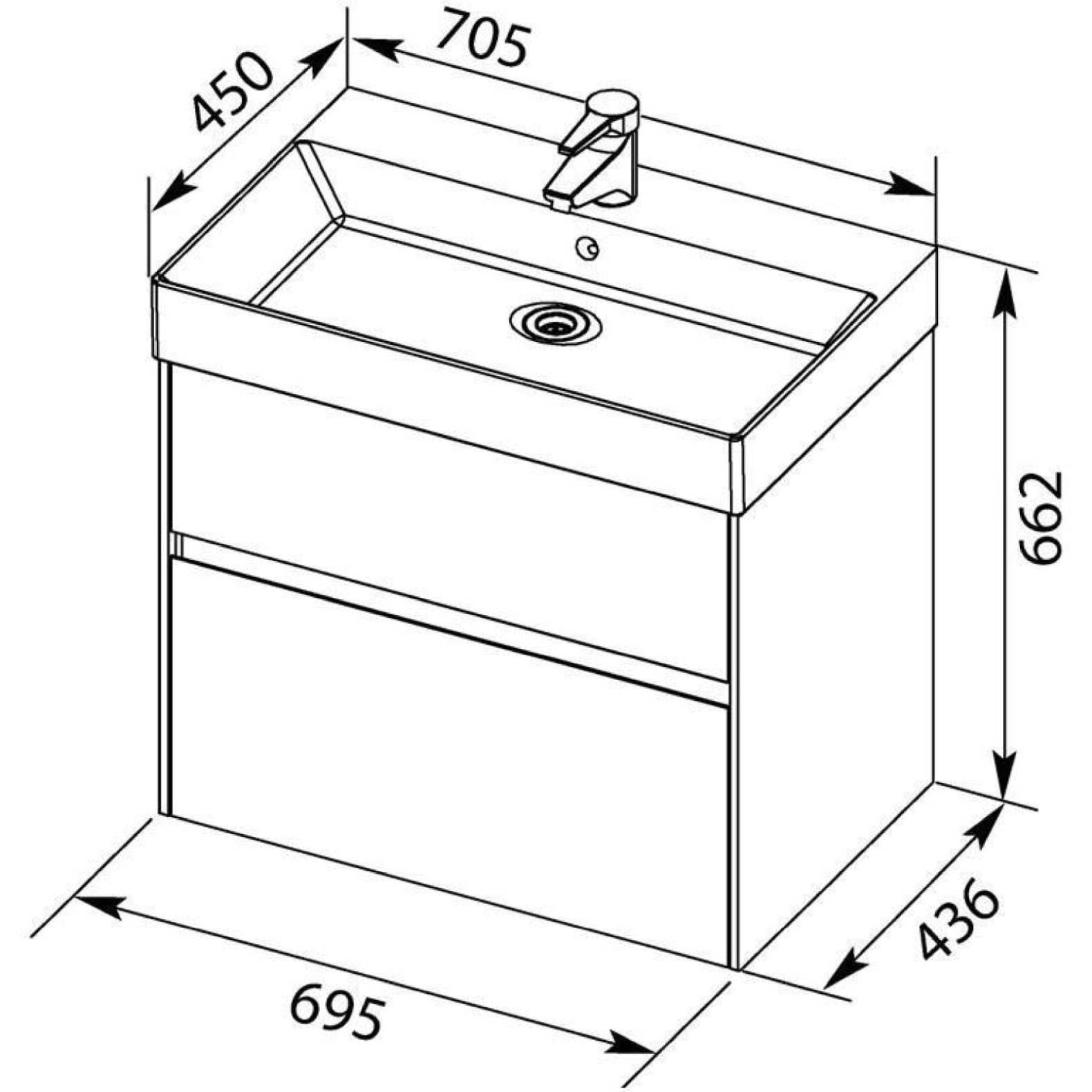 Тумба с раковиной Aquanet (Акванет) Бруклин 70 антрацит матовый 00310141