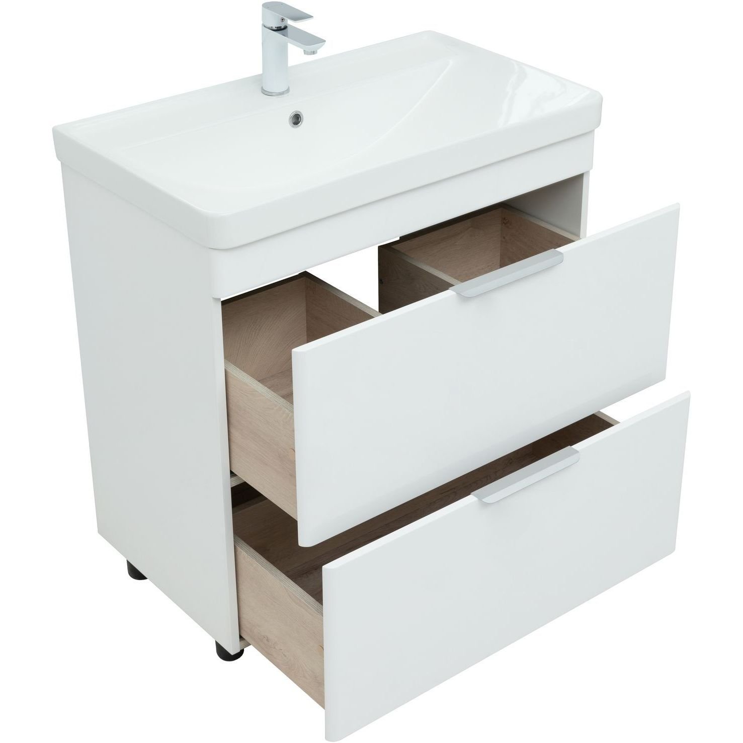 Тумба с раковиной Aquanet (Акванет) Ирис new 815 белый глянец (2 ящика) 00310154