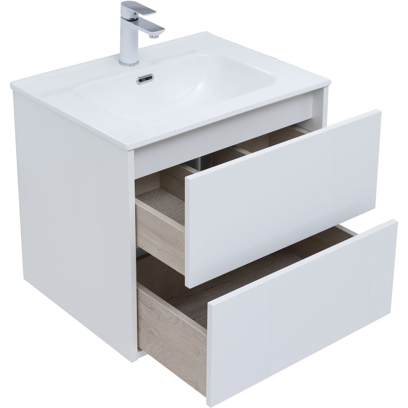 Тумба с раковиной Aquanet Lino 60 (Flat) белый глянец 00287540