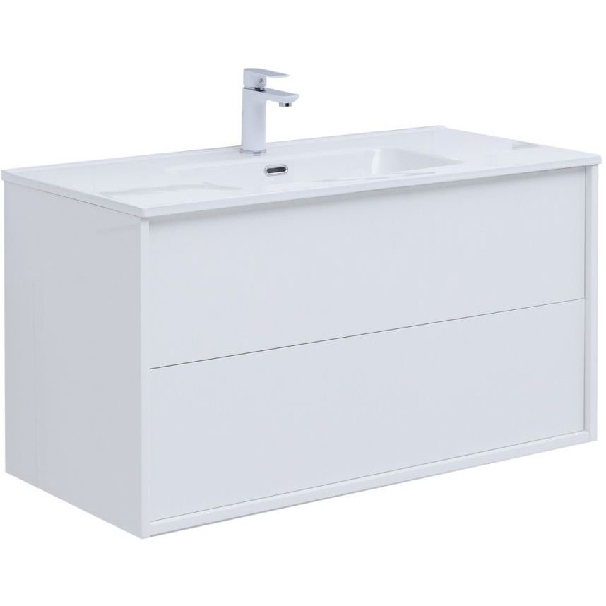 Тумба с раковиной Aquanet (Акванет) Lino 80 (Flat) белый глянец 00287542