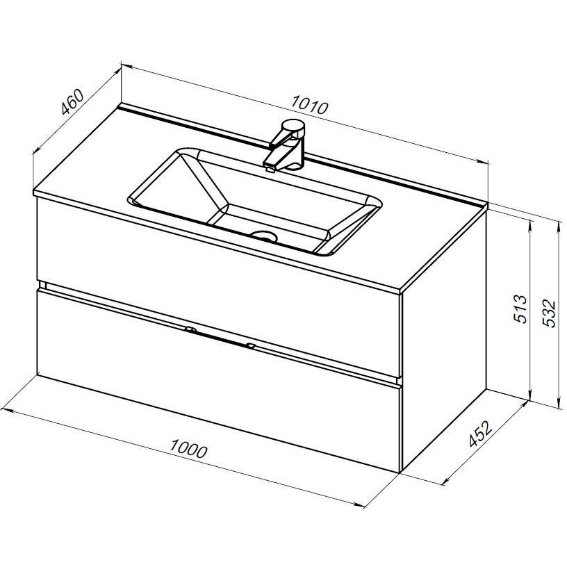 Тумба с раковиной Aquanet (Акванет) Алвита New 100 2 ящика, серый 00277520