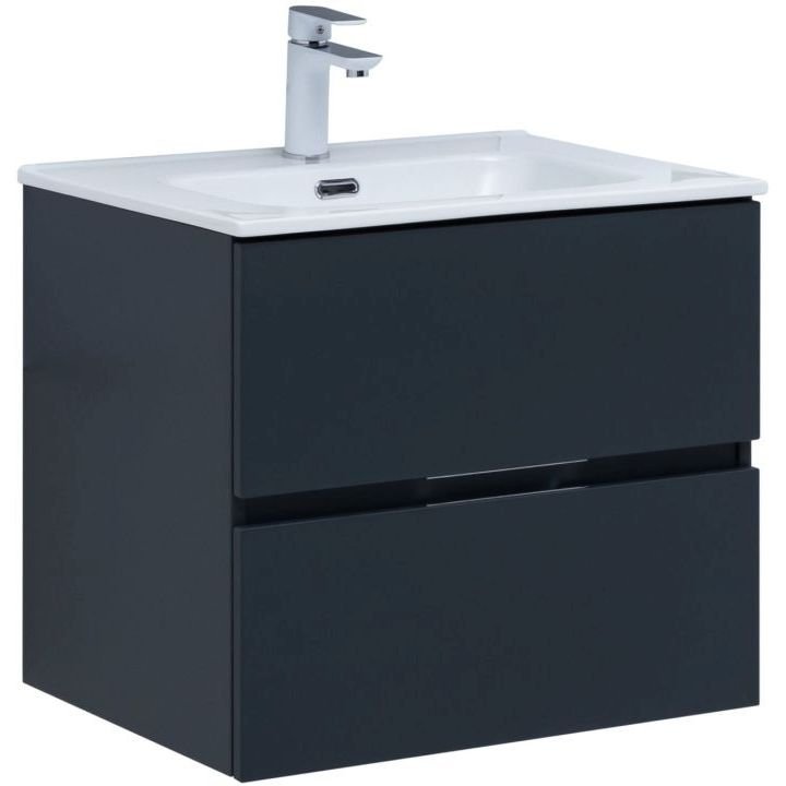 Тумба с раковиной Aquanet (Акванет) Алвита New 60 2 ящика, антрацит 00277511