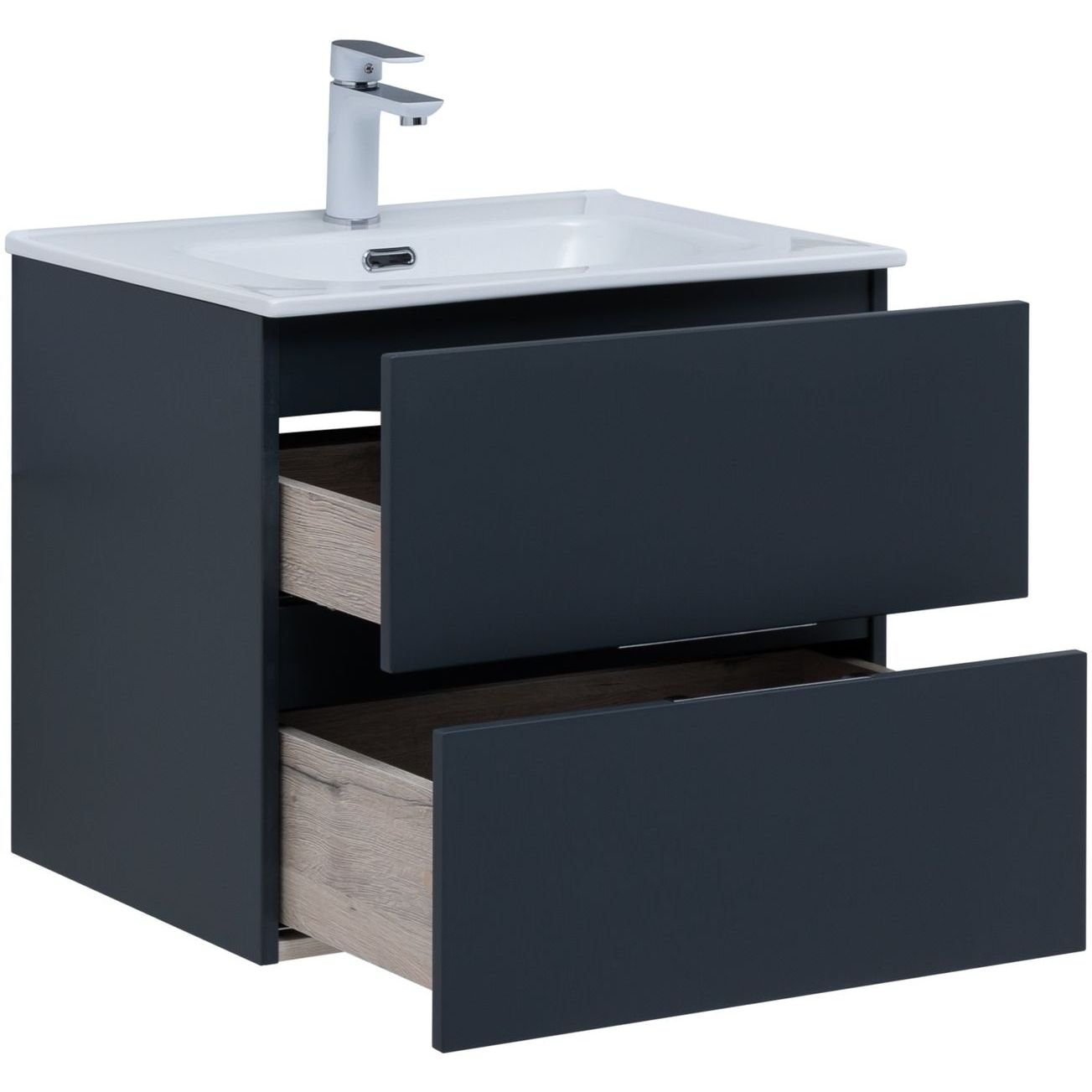 Тумба с раковиной Aquanet (Акванет) Алвита New 60 2 ящика, антрацит 00277511