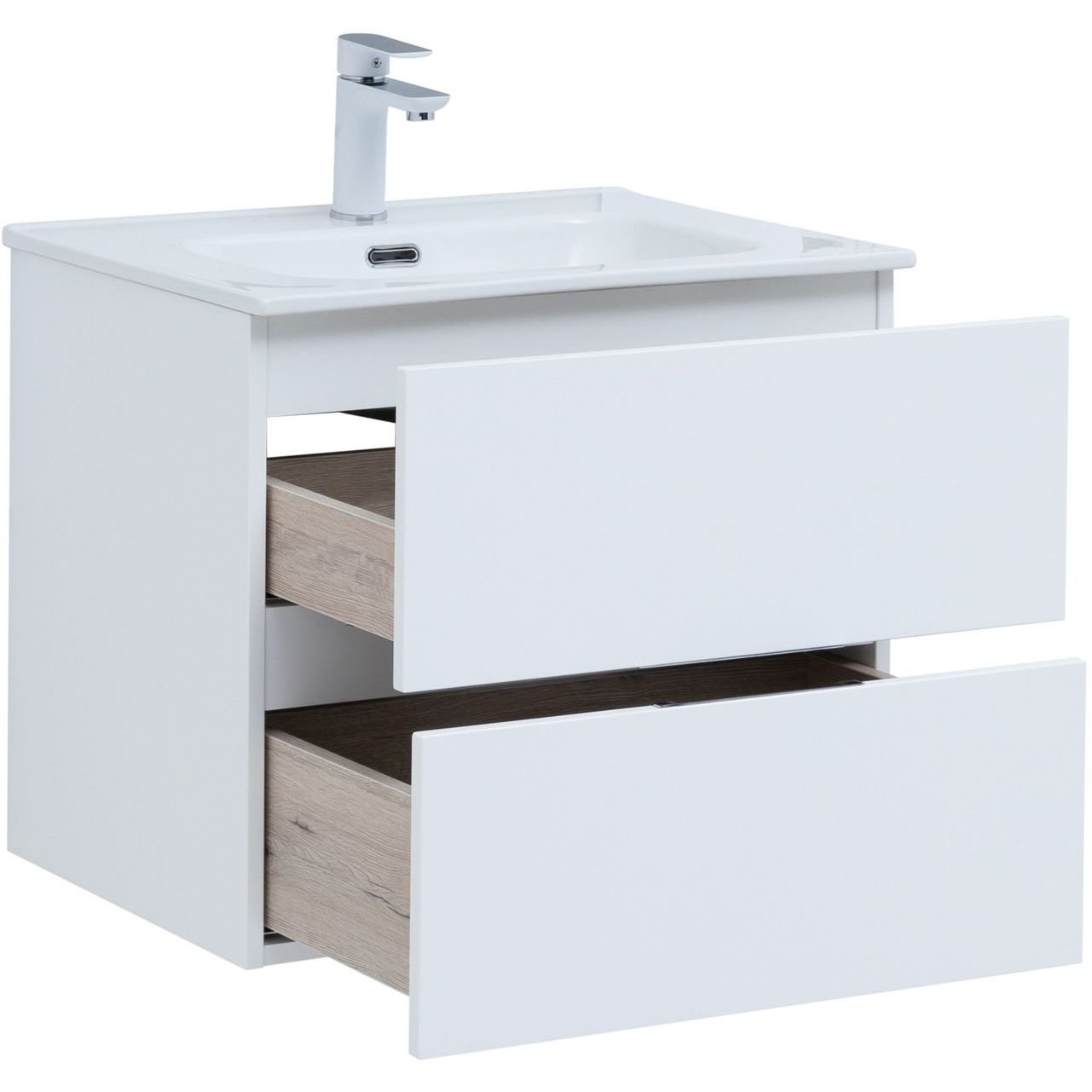 Тумба с раковиной Aquanet (Акванет) Алвита New 60 2 ящика, белый матовый 00277510