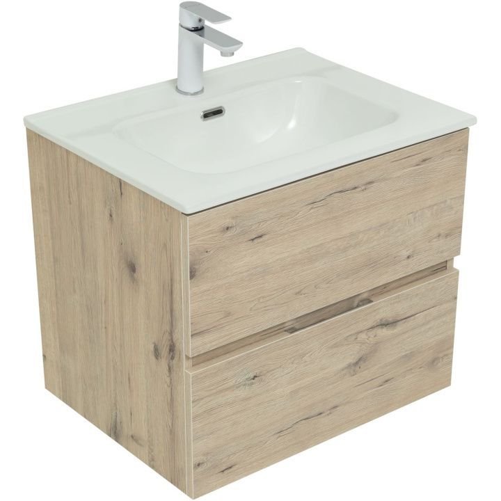 Тумба с раковиной Aquanet (Акванет) Алвита New 60 2 ящика, дуб веллингтон белый 00277513