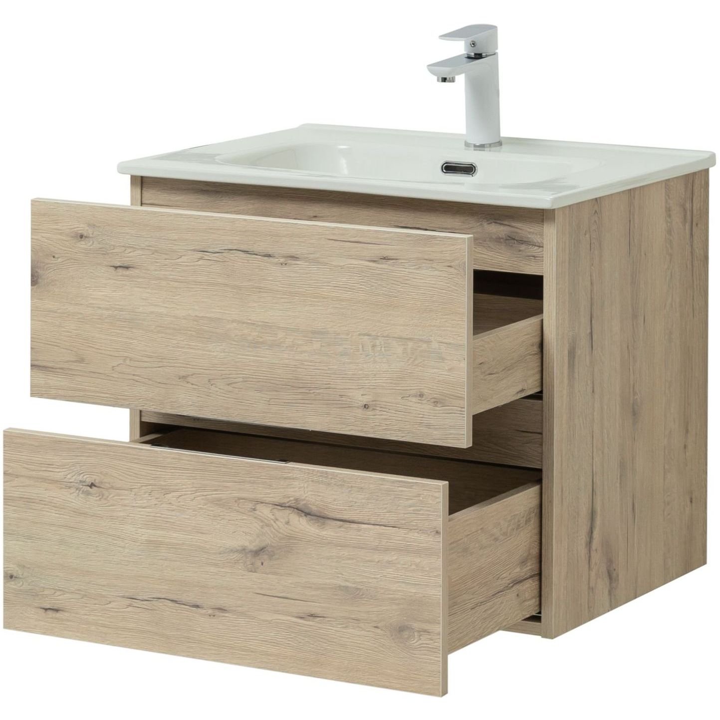 Тумба с раковиной Aquanet (Акванет) Алвита New 60 2 ящика, дуб веллингтон белый 00277513