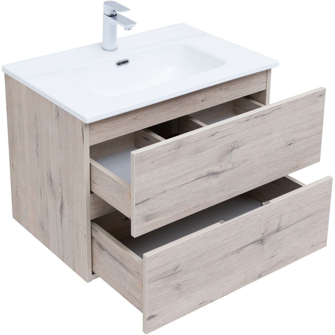 Тумба с раковиной Aquanet (Акванет) Алвита New 70 2 ящика, дуб веллингтон белый 00303910