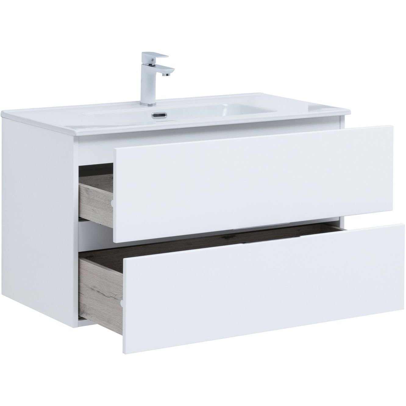 Тумба с раковиной Aquanet (Акванет) Алвита New 90 2 ящика, белый матовый 00303920