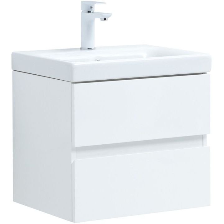Тумба с раковиной Aquanet (Акванет) Беркли 50 белый глянец (2 ящика) 00302347