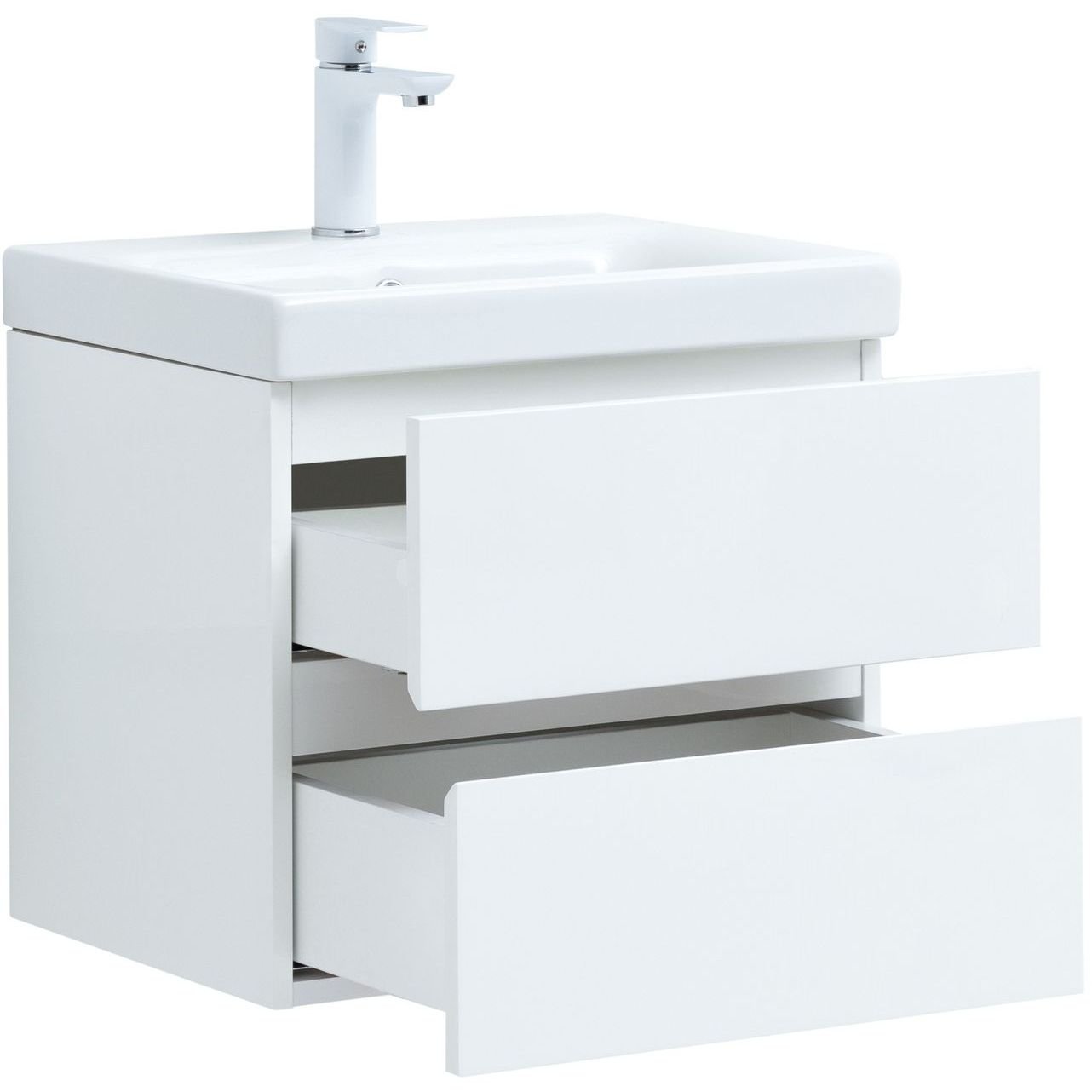 Тумба с раковиной Aquanet (Акванет) Беркли 50 белый глянец (2 ящика) 00302347