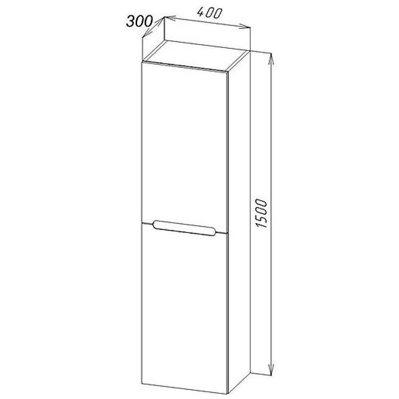 Шкаф подвесной BelBagno (Бельбагно) ETNA с двумя распашными дверцами с доводчиками с двумя полками правосторонний Bianco Lucido 400x300x1500 ETNA-1500-2A-SC-BL-P-R