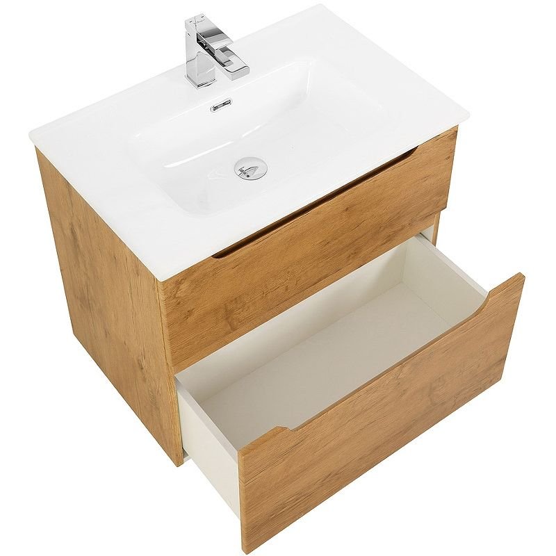 База под раковину подвесная BelBagno (Бельбагно) ETNA-H60 с двумя выкатными ящиками с доводчиками Rovere Nature 700x455x600 ETNA-H60-700-2C-SO-RN-P