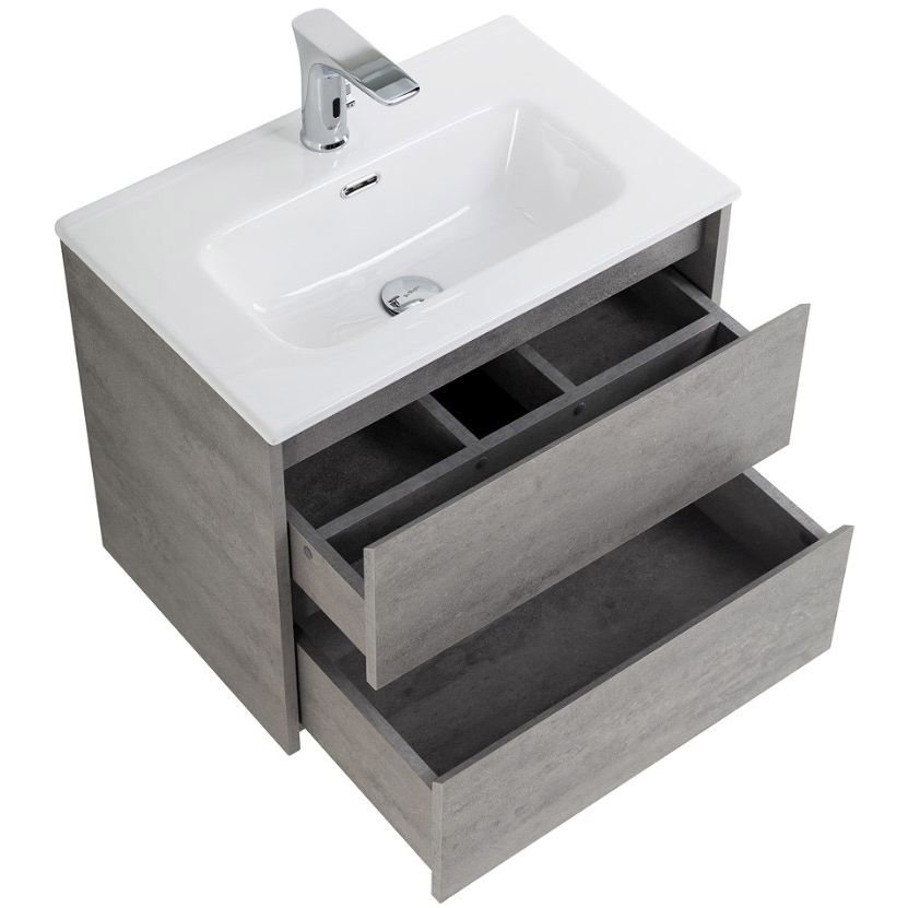 База под раковину подвесная BelBagno (Бельбагно) KRAFT 39 с двумя выкатными ящиками Cemento Grigio 700х390x500 KRAFT 39-700/390-2C-SO-CG