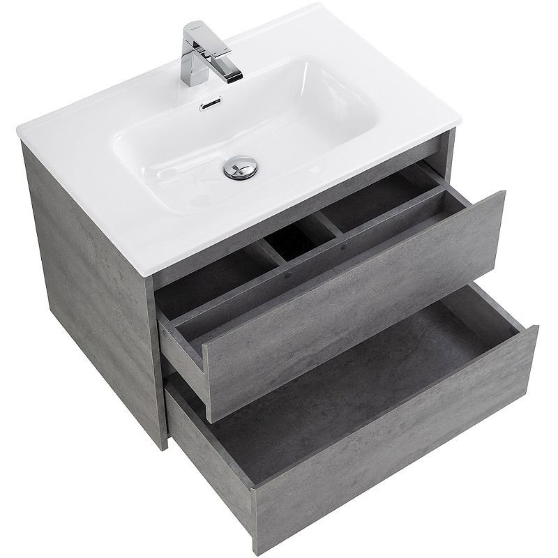 База под раковину подвесная BelBagno (Бельбагно) KRAFT с двумя выкатными ящиками Cemento Grigio 600x460x500 KRAFT-600-2C-SO-CG