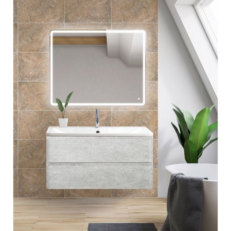 База под раковину подвесная BelBagno Albano с двумя выкатными ящиками Cemento Verona Grigio 900x450x500 ALBANO-900-2C-SO-CVG