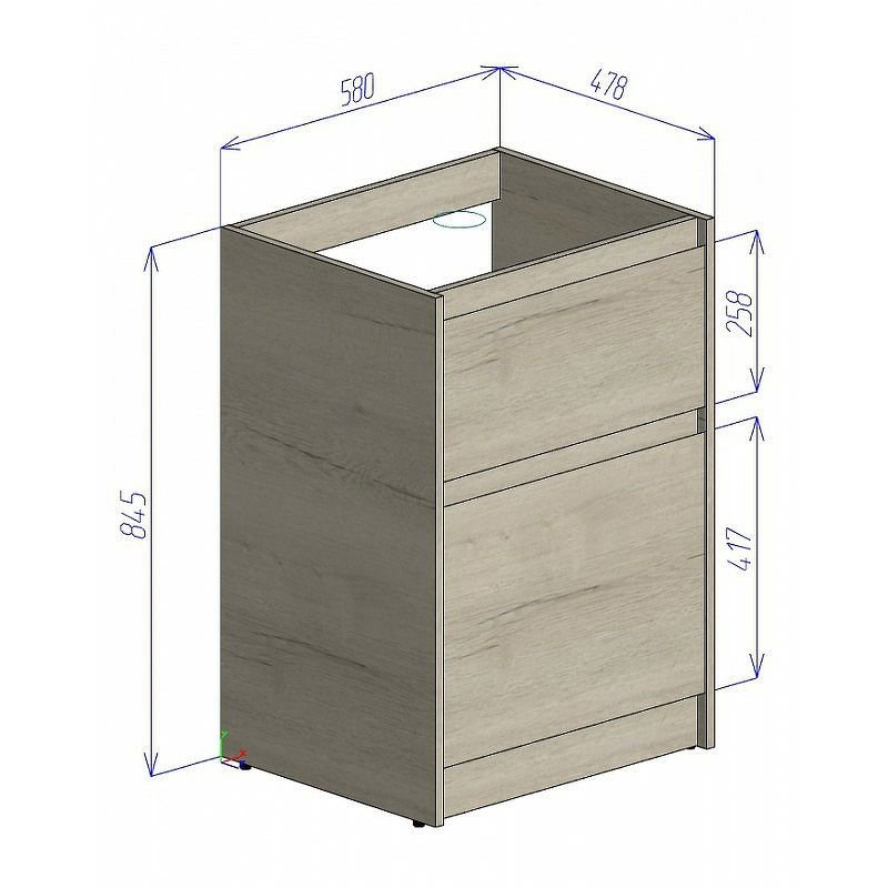 База под раковину напольная BelBagno (Бельбагно) KRAFT-LVD с двумя выкатными ящиками Bianco Opaco 580x480x855 KRAFT-LVD-580/1200-2C-PIA-BO