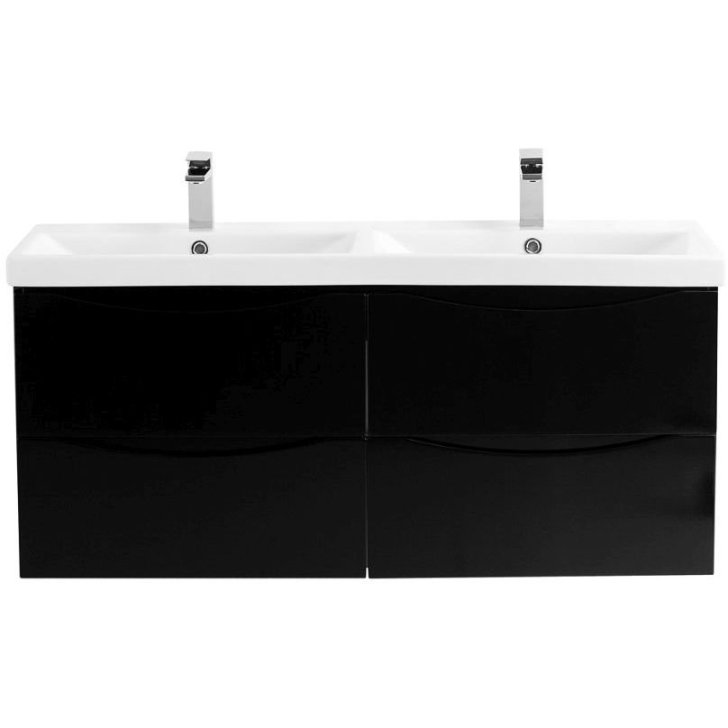 База под раковину BelBagno (Бельбагно) MARINO-CER с двумя чашами подвесная с четырьмя выкатными ящиками Nero Lucido 1172х440х500 MARINO-CER-1200-4C-SO-2-NL-P