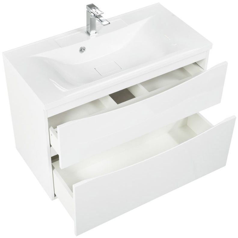 База под раковину подвесная BelBagno (Бельбагно) MARINO-H60 с двумя выкатными ящиками Bianco Lucido 800x450x600 MARINO-H60-800-2C-SO-BL-P