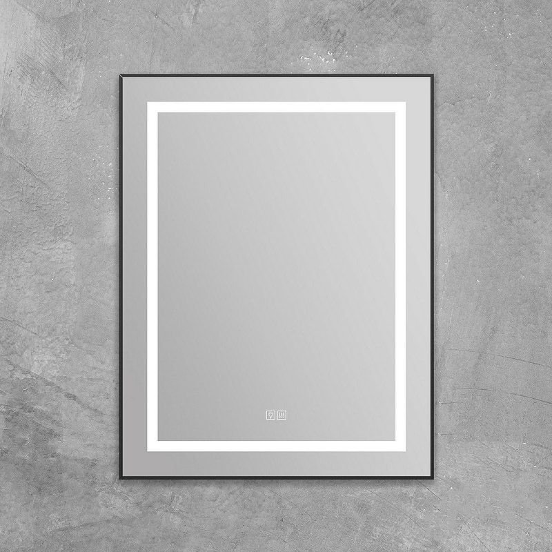 Зеркало BelBagno (Бельбагно) в алюминиевой раме со встроенным светильником сенсорным выключателем и подогревом SPC-KRAFT-685-885-TCH-WARM-NERO 685x32x885 мм