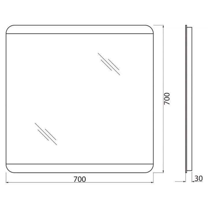 Зеркало BelBagno (Бельбагно) с встроенным светильником и кнопочным выключателем SPC-CEZ-700-700-LED-BTN 12W 220-240V 700x30x700