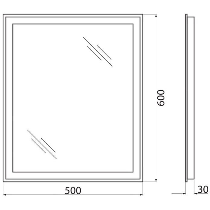 Зеркало BelBagno (Бельбагно) с встроенным светильником и кнопочным выключателем SPC-GRT-500-600-LED-BTN 12W 220-240V 500x30x600