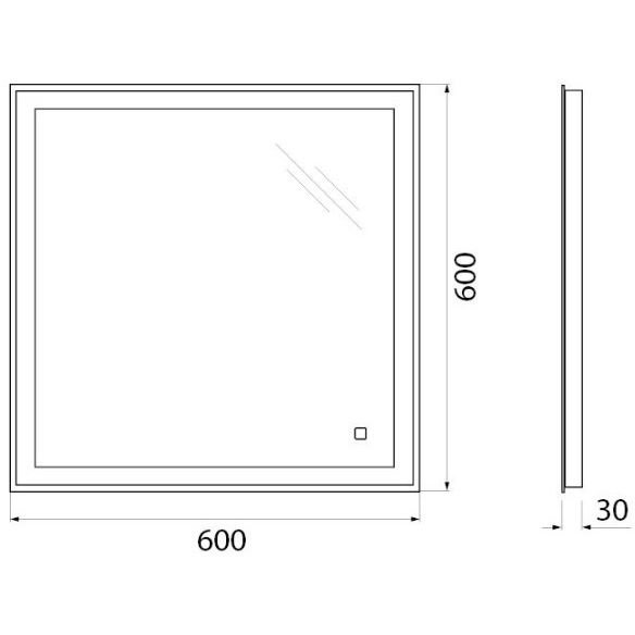 Зеркало BelBagno (Бельбагно) с встроенным светильником и сенсорным выключателем SPC-GRT-600-600-LED-TCH 12W 220-240V 600x30x600