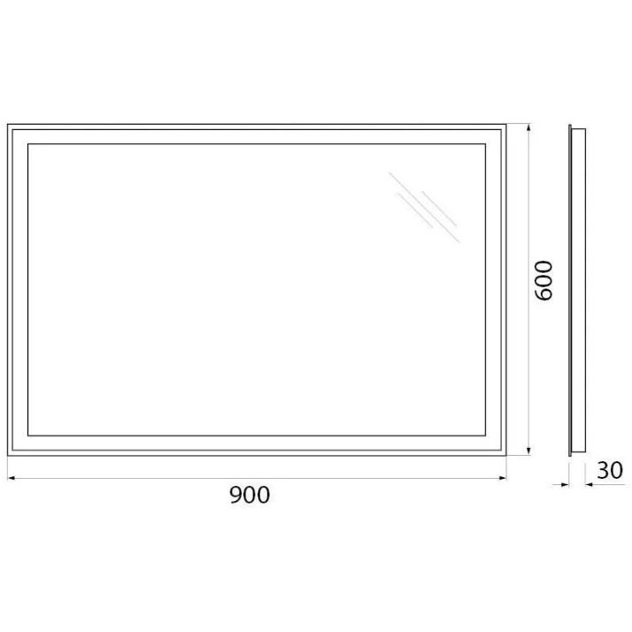 Зеркало BelBagno (Бельбагно) с встроенным светильником и сенсорным выключателем SPC-GRT-900-600-LED-TCH 12W 220-240V 900x30x600