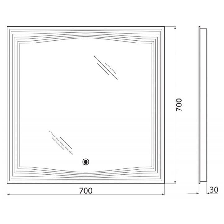 Зеркало BelBagno (Бельбагно) с встроенным светильником и сенсорным выключателем SPC-LNS-700-700-LED-TCH 12W 220-240V 700x30x700