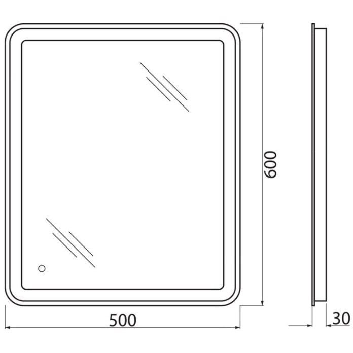 Зеркало BelBagno (Бельбагно) с встроенным светильником и сенсорным выключателем SPC-MAR-500-600-LED-TCH 12W 220-240V 500x30x600