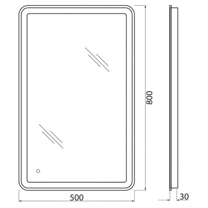 Зеркало BelBagno (Бельбагно) с встроенным светильником и сенсорным выключателем SPC-MAR-500-800-LED-TCH 12W 220-240V 500x30x800