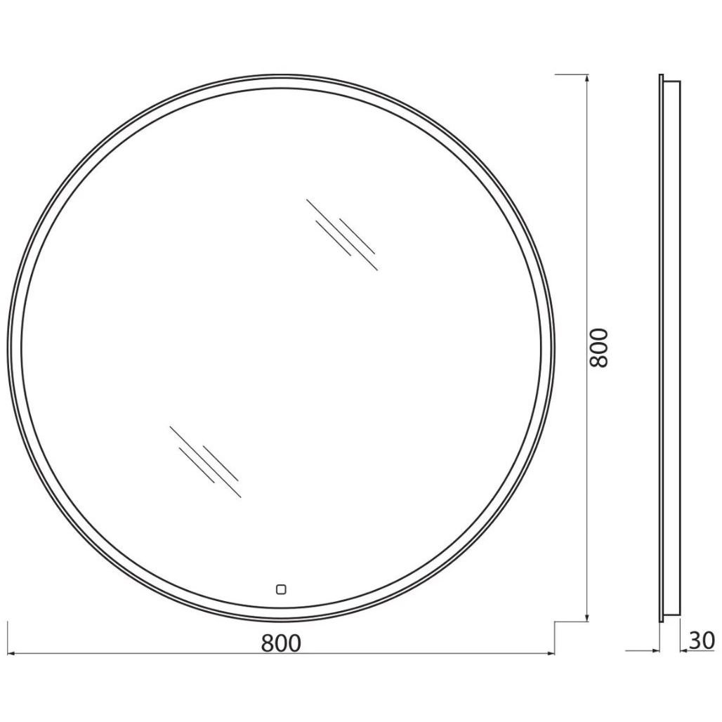 Зеркало BelBagno с встроенным светильником и сенсорным выключателем SPC-RNG-800-LED-TCH 12W 220-240V 800x30