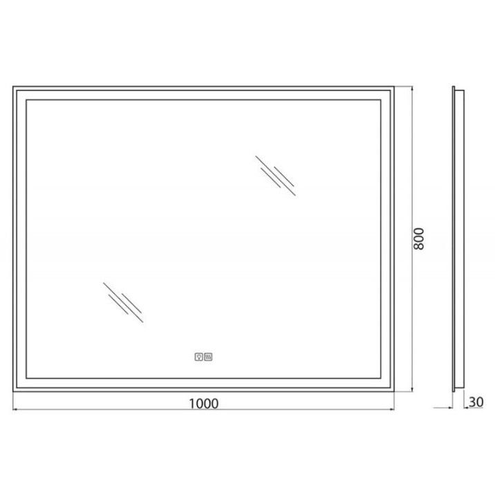Зеркало BelBagno с встроенным светильником сенсорным выключателем и подогревом SPC-GRT-1000-800-LED-TCH-WARM 12W 220-240V 1000x30x800