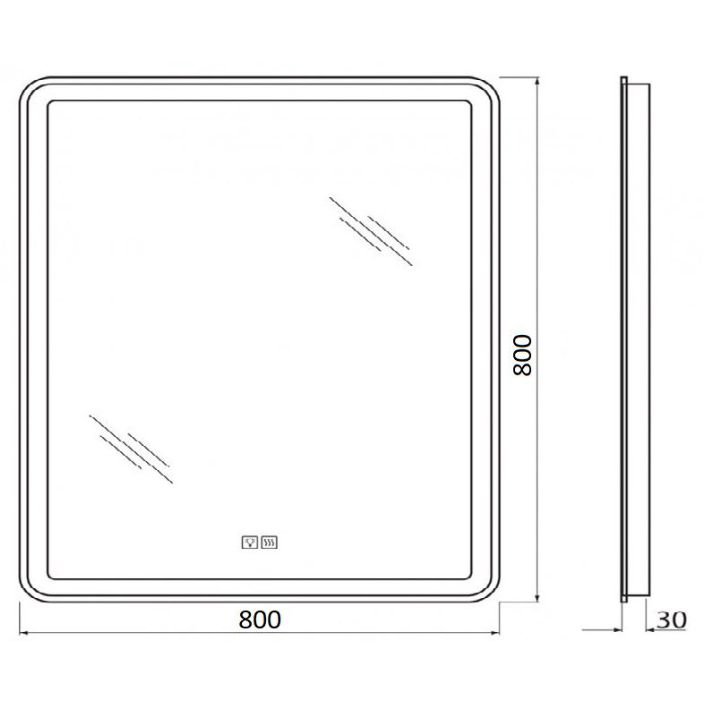 Зеркало BelBagno (Бельбагно) с встроенным светильником сенсорным выключателем и подогревом SPC-MAR-800-800-LED-TCH-WARM 12W 220-240V 800x30x800