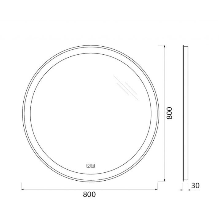 Зеркало BelBagno (Бельбагно) с встроенным светильником сенсорным выключателем и подогревом SPC-RNG-800-LED-TCH-WARM 12W 220-240V 800x30