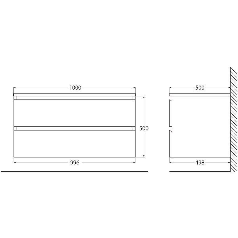 База под раковину подвесная Cezares (Цезарис) Molveno с двумя выкатными ящиками Legno Bianco 1000x500x500 MOLVENO-100-2C-SO-LB