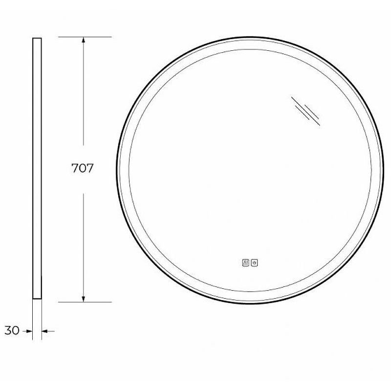 Зеркало Cezares (Цезарис) в металлической раме со встроенной подсветкой сенсорным выключателем и подогревом CZR-SPC-CADRO-700-LED-TCH-WARM 12V 220-240V 707x30
