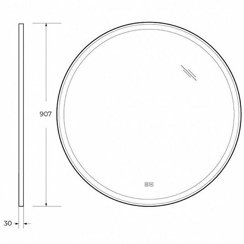 Зеркало Cezares (Цезарис) в металлической раме со встроенной подсветкой сенсорным выключателем и подогревом CZR-SPC-CADRO-900-LED-TCH-WARM 12V 220-240V 907x30