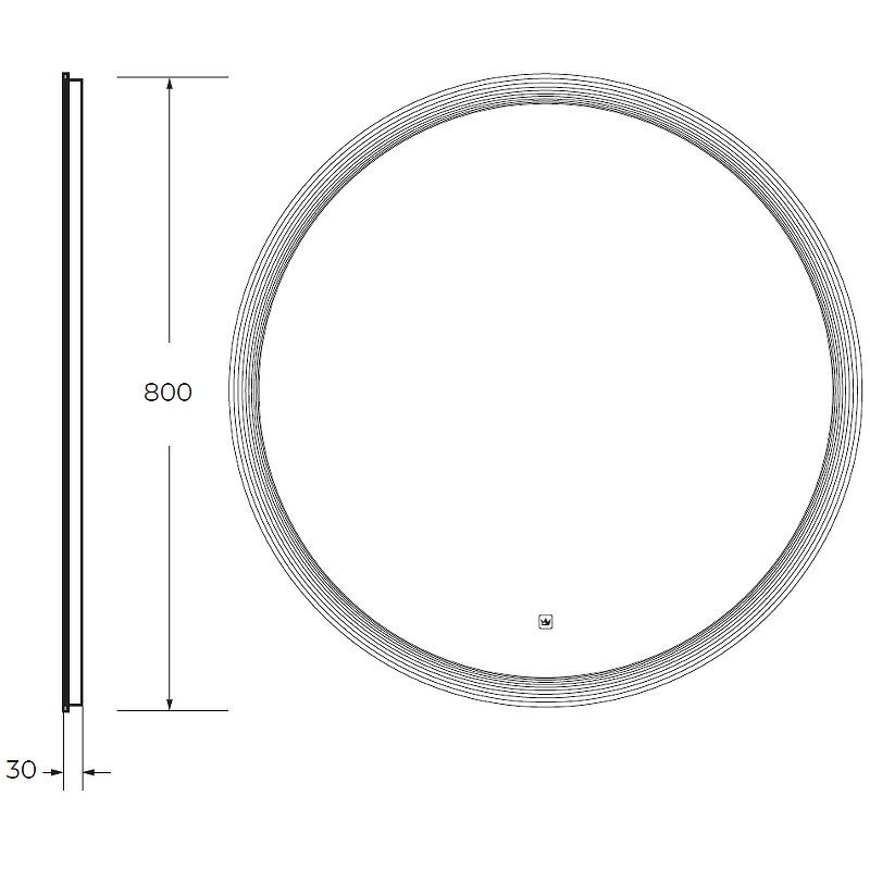 Зеркало Cezares (Цезарис) с лазерной гравировкой контурной подсветкой и сенсорным выключателем CZR-SPC-ECO-800-LED-TCH 12V 220-240V 800x30