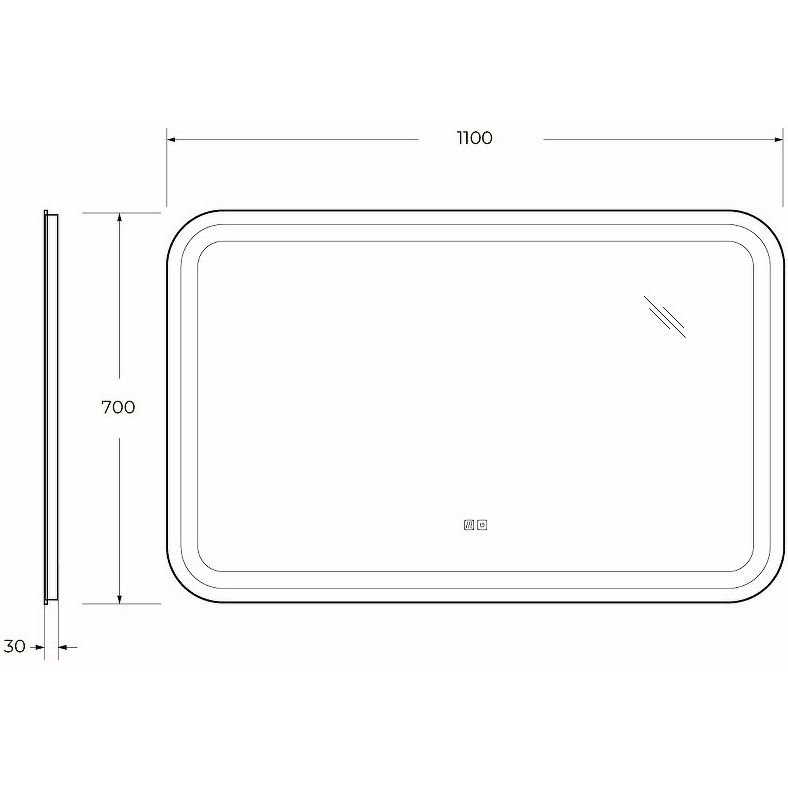 Зеркало Cezares (Цезарис) со встроенной подсветкой сенсорным выключателем и подогревом CZR-SPC-STYLUS-1100-700-TCH-WARM 12V 220-240V 1100x700x30